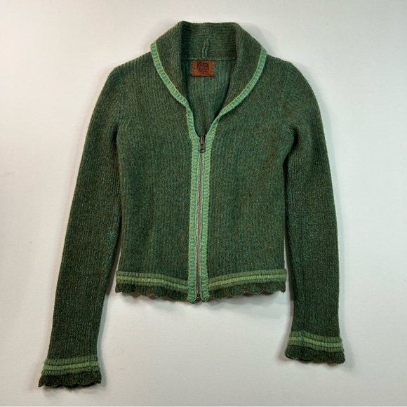 Karen Allen Fiber Arts Chloe Zip Cardigan Knit Cashmere XS Woman Designer Celtic - Picture 1 of 7